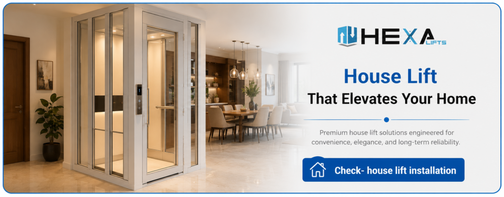 Modern house lift installation for luxury residential home interiors