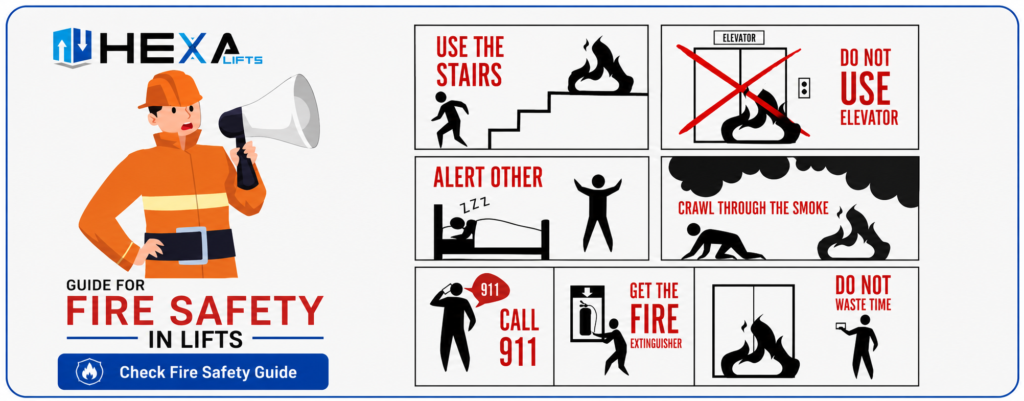 Fire safety instructions and emergency guidelines for residential home lifts