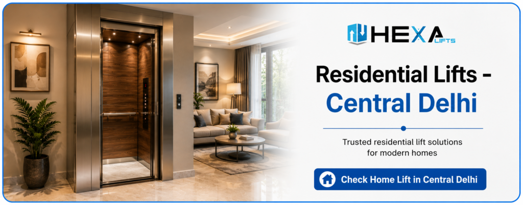 Luxury residential home lift installation in Central Delhi by HexaLifts