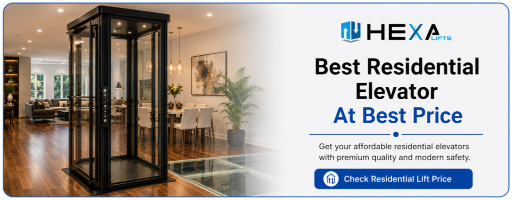 Modern residential glass elevator installed in a luxury home at affordable price